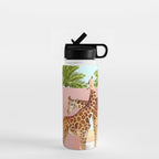 Giraffe Villa | Contemporary Modern Architecture Digital Graphic Art | Wildlife Animals Palm Exotic Water Bottle Gallery Image 1