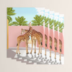 Giraffe Villa | Contemporary Modern Architecture Digital Graphic Art | Wildlife Animals Palm Exotic Wrapping Paper Gallery Image 3