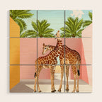 Giraffe Villa | Contemporary Modern Architecture Digital Graphic Art | Wildlife Animals Palm Exotic Wood Wall Art Gallery Image 1