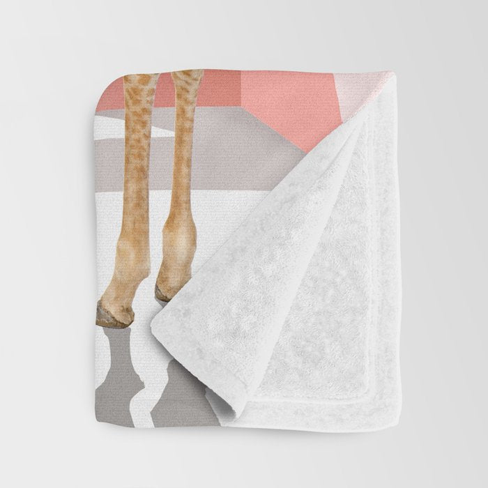 Giraffe Villa | Contemporary Modern Architecture Digital Graphic Art | Wildlife Animals Palm Exotic Throw Blanket Gallery Image 3
