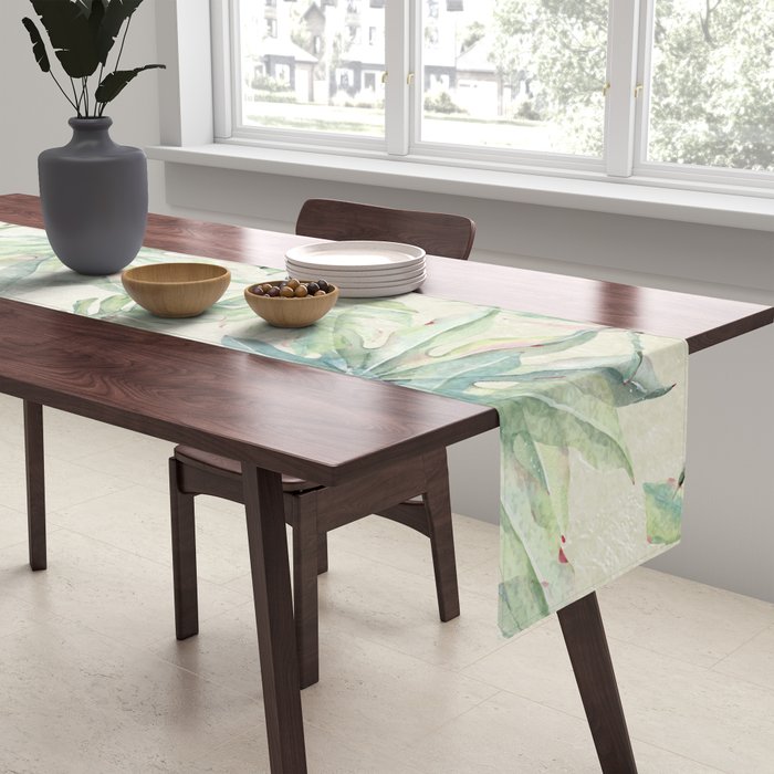 Green Tropical Leaves Table Runner Gallery Image 2