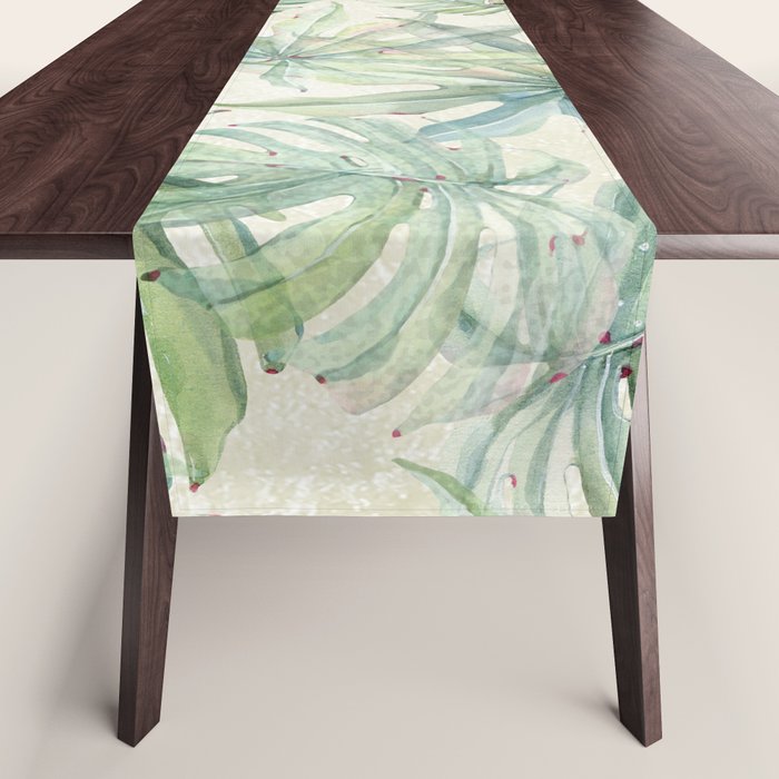 Green Tropical Leaves Table Runner Gallery Image 1
