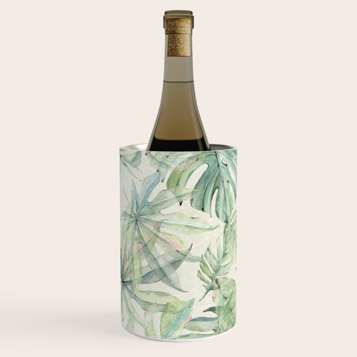 Green Tropical Leaves Wine Chiller Gallery Image 1