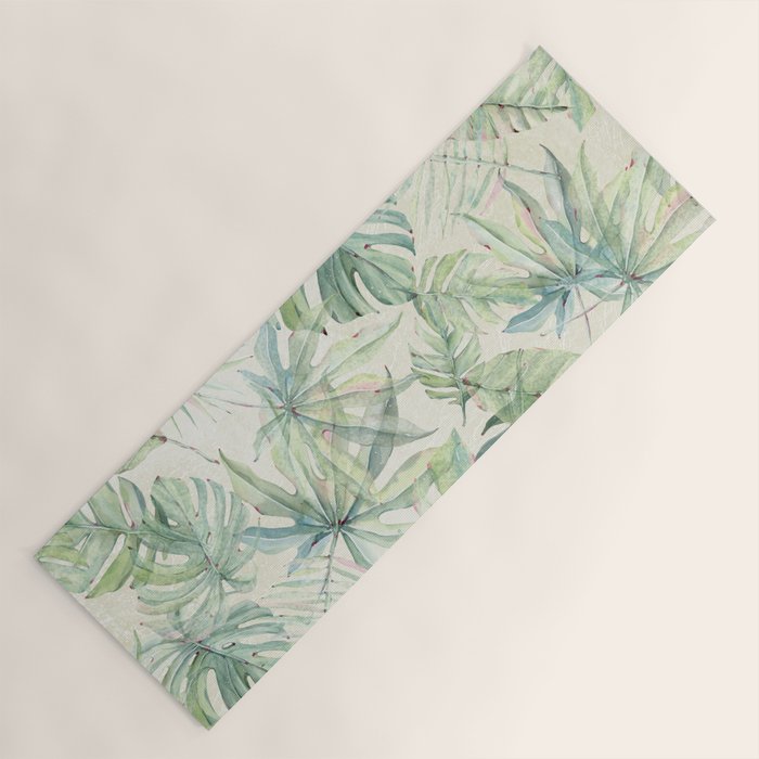 Green Tropical Leaves Yoga Mat Gallery Image 1