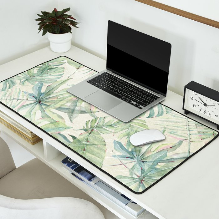 Green Tropical Leaves Desk Mat Gallery Image 2