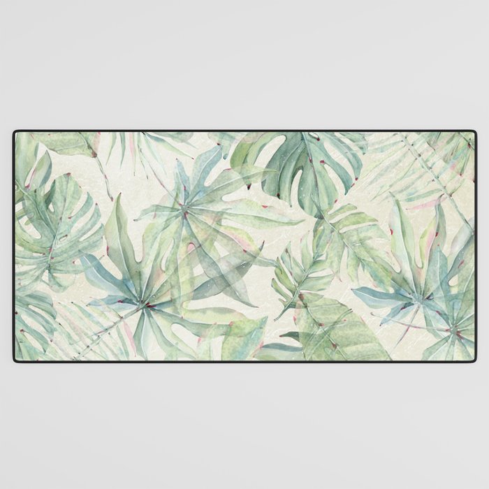 Green Tropical Leaves Desk Mat Gallery Image 3