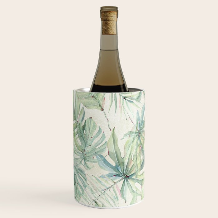 Green Tropical Leaves Wine Chiller Gallery Image 2