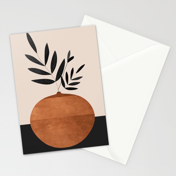 Minimal Abstract Art Vase Plant 6 Stationery Card Gallery Image 2
