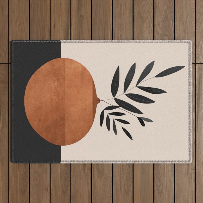 Minimal Abstract Art Vase Plant 6 Outdoor Rug Gallery Image 1