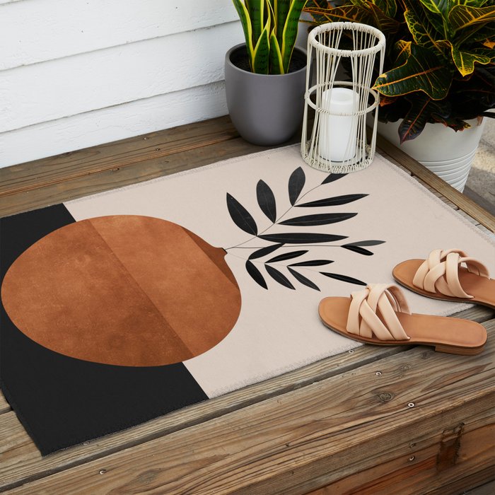 Minimal Abstract Art Vase Plant 6 Outdoor Rug Gallery Image 2