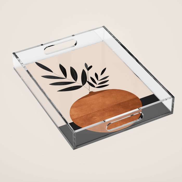 Minimal Abstract Art Vase Plant 6 Acrylic Tray Gallery Image 1