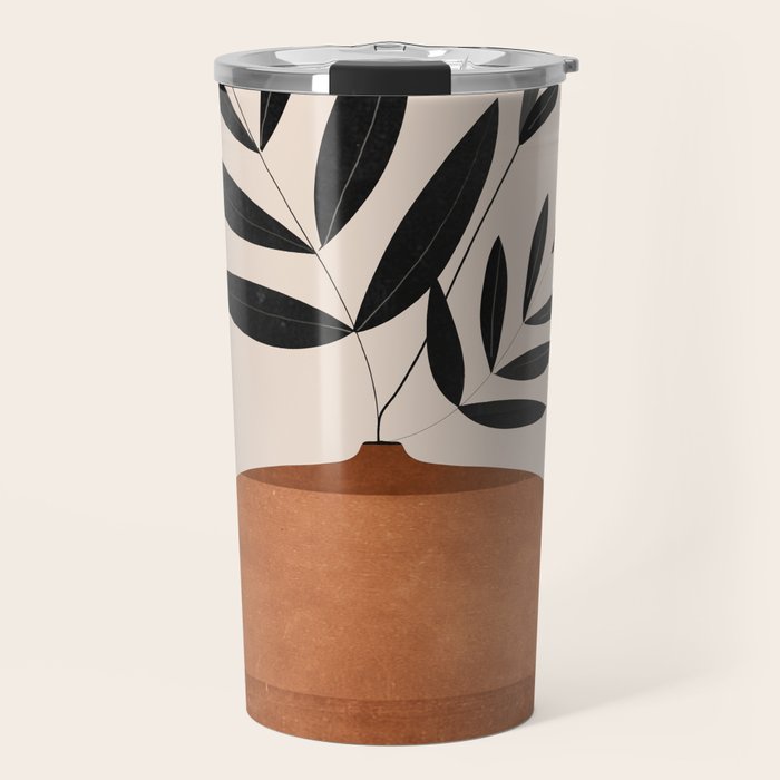Minimal Abstract Art Vase Plant 6 Travel Mug Gallery Image 1