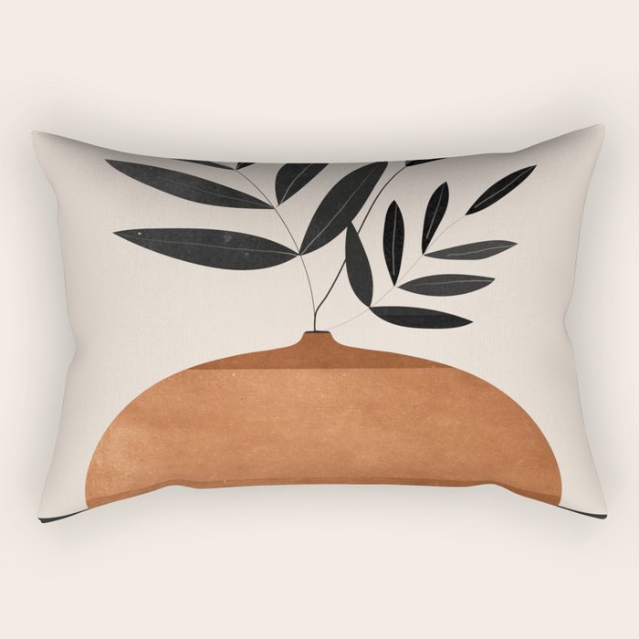 Minimal Abstract Art Vase Plant 6 Rectangular Pillow Gallery Image 1