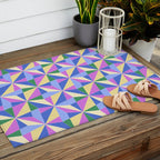 Kaleidoscope Tile Pattern VII Colorful Bright 90s Outdoor Rug Gallery Image 2