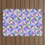Kaleidoscope Tile Pattern VII Colorful Bright 90s Outdoor Rug Gallery Image 1