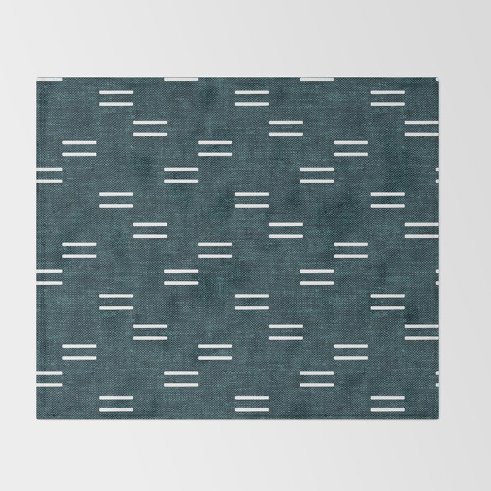 double dash on dark teal Throw Blanket Gallery Image 2