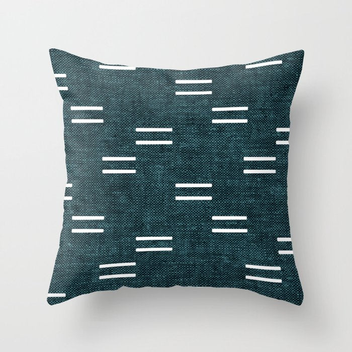 double dash on dark teal Throw Pillow Gallery Image 6