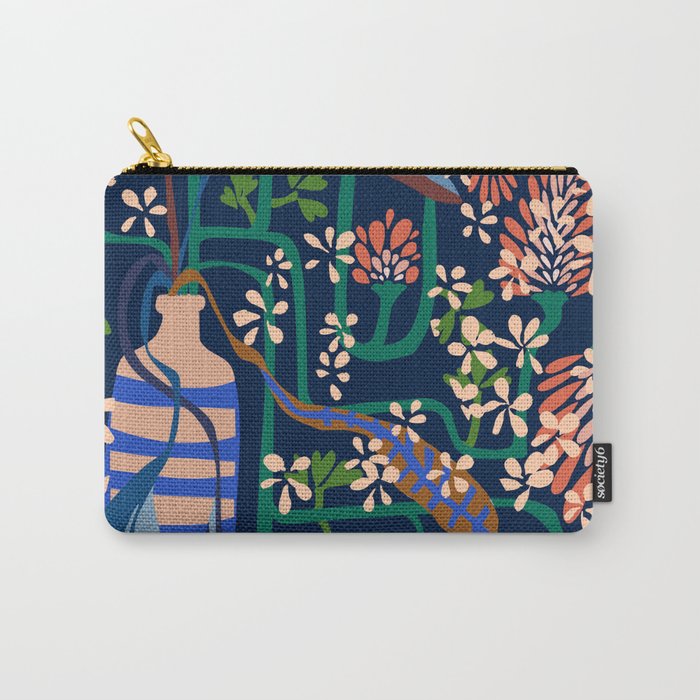 Strainge Clover blossoms in a vase dark blue Carry All Pouch Gallery Image 1