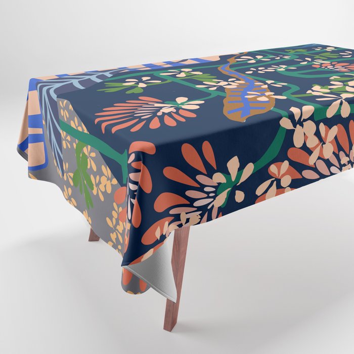 Strainge Clover blossoms in a vase dark blue Tablecloth Gallery Image 1