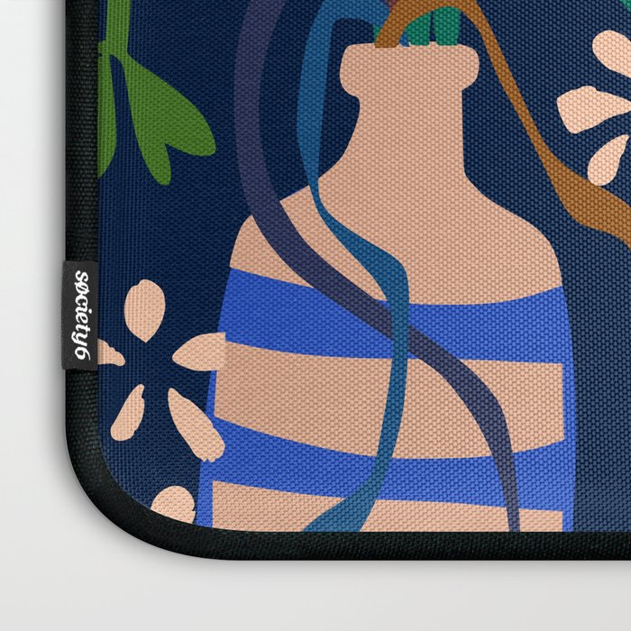 Strainge Clover blossoms in a vase dark blue Laptop Sleeve Gallery Image 3
