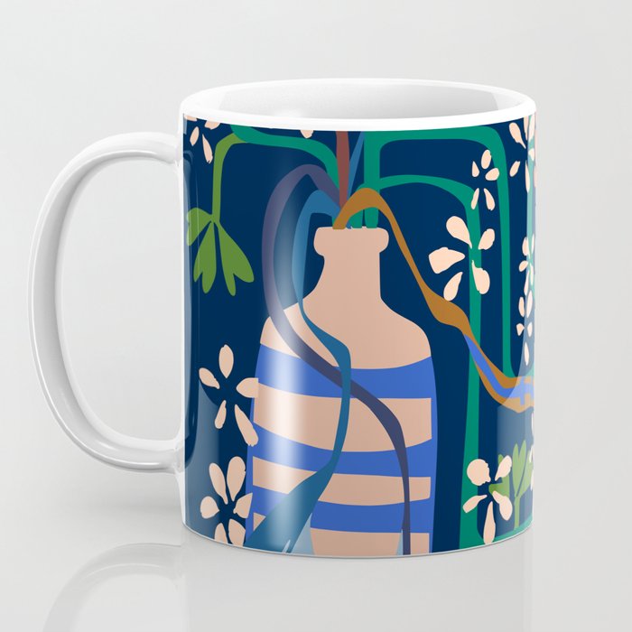 Strainge Clover blossoms in a vase dark blue Coffee Mug Gallery Image 3