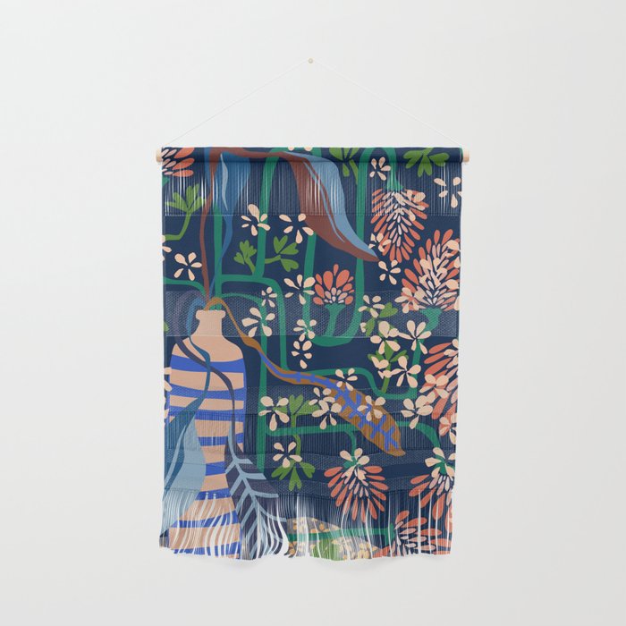 Strainge Clover blossoms in a vase dark blue Wall Hanging Gallery Image 1