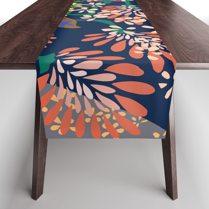 Strainge Clover blossoms in a vase dark blue Table Runner Gallery Image 1