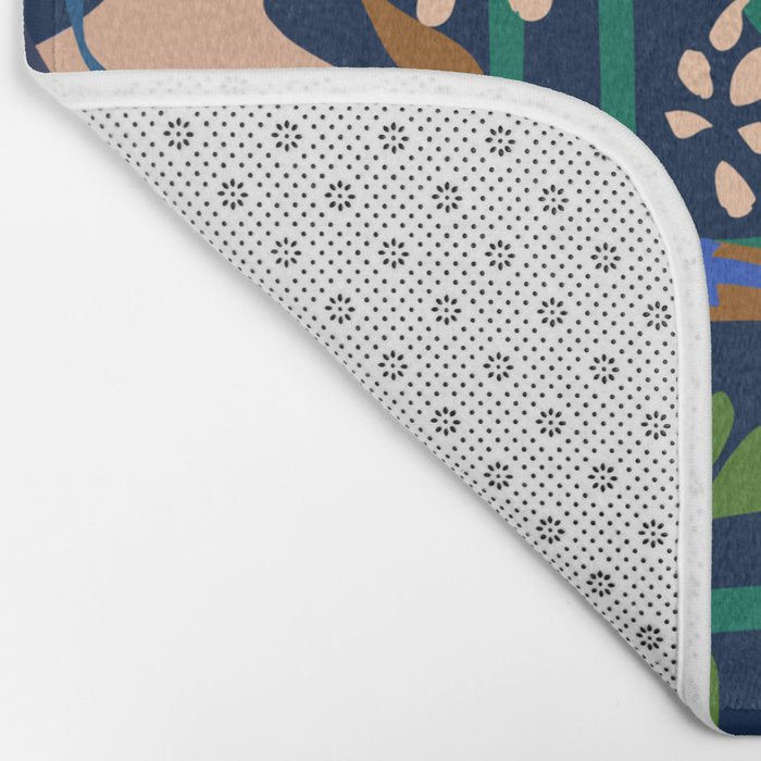 Strainge Clover blossoms in a vase dark blue Bath Mat Gallery Image 2