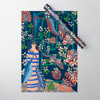 Strainge Clover blossoms in a vase dark blue Wrapping Paper Gallery Image 1