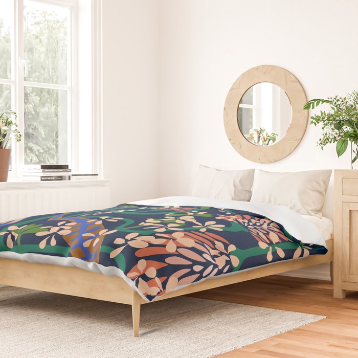 Strainge Clover blossoms in a vase dark blue Duvet Cover Gallery Image 2