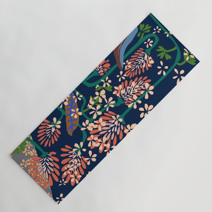 Strainge Clover blossoms in a vase dark blue Yoga Mat Gallery Image 1