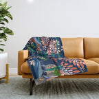Strainge Clover blossoms in a vase dark blue Throw Blanket Gallery Image 1