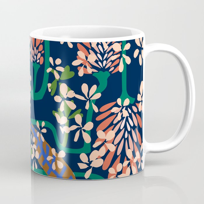 Strainge Clover blossoms in a vase dark blue Coffee Mug Gallery Image 1