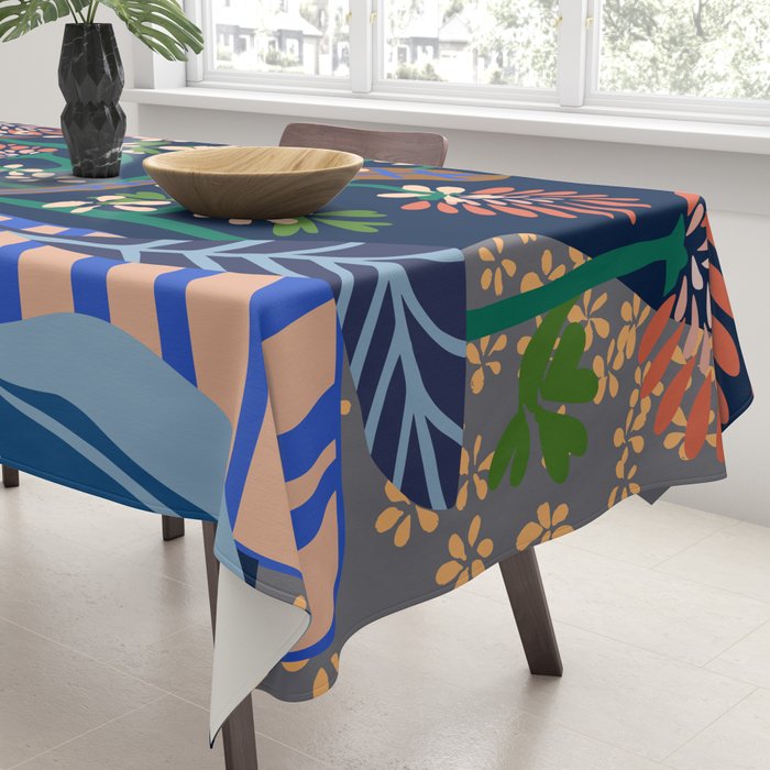 Strainge Clover blossoms in a vase dark blue Tablecloth Gallery Image 3