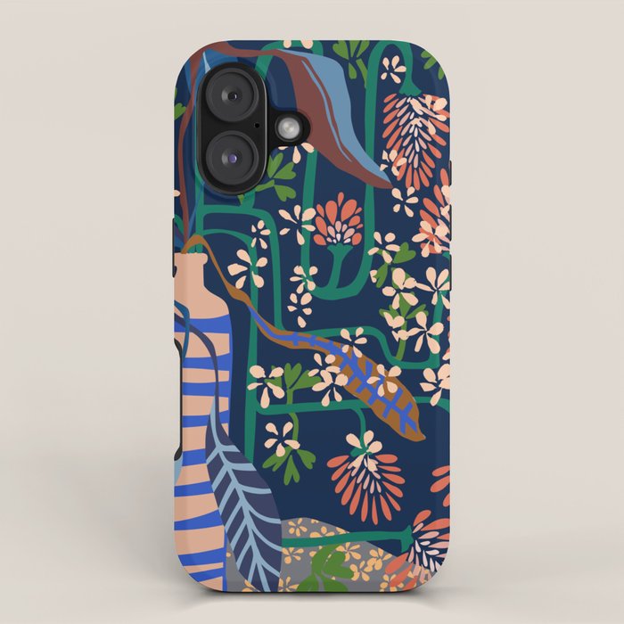 Strainge Clover blossoms in a vase dark blue iPhone Case Gallery Image 1