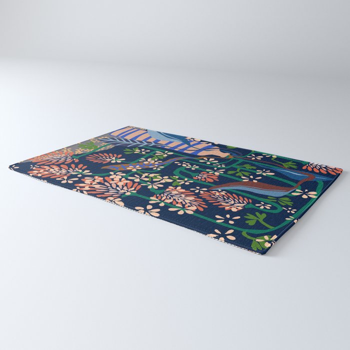 Strainge Clover blossoms in a vase dark blue Rug Gallery Image 3
