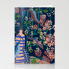 Strainge Clover blossoms in a vase dark blue Stationery Card Gallery Image 2