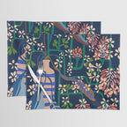 Strainge Clover blossoms in a vase dark blue Placemat Gallery Image 1