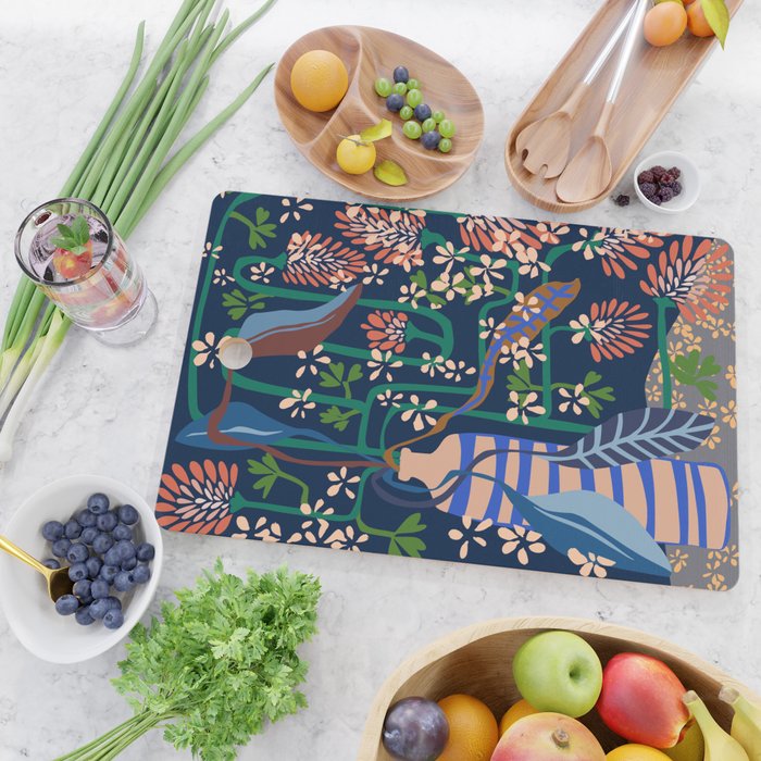 Strainge Clover blossoms in a vase dark blue Cutting Board Gallery Image 2