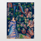 Strainge Clover blossoms in a vase dark blue Poster Gallery Image 4