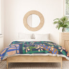 Strainge Clover blossoms in a vase dark blue Duvet Cover Gallery Image 3