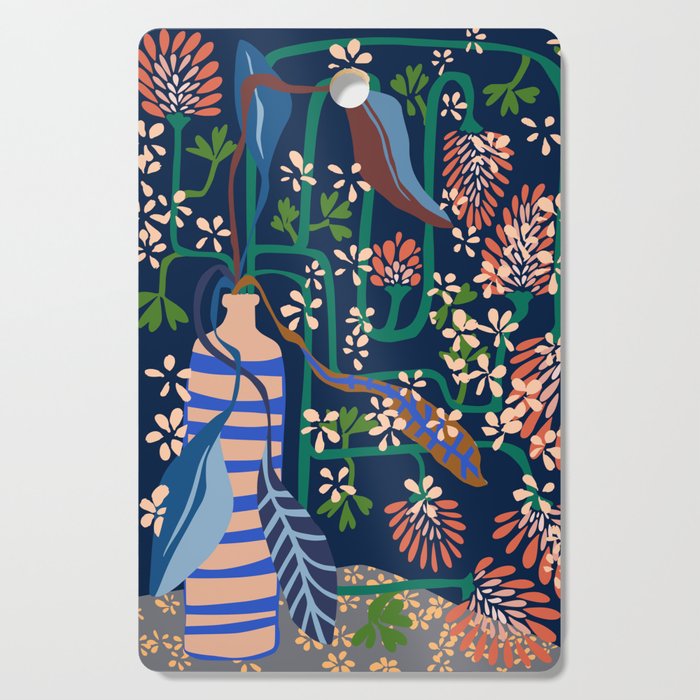 Strainge Clover blossoms in a vase dark blue Cutting Board Gallery Image 1
