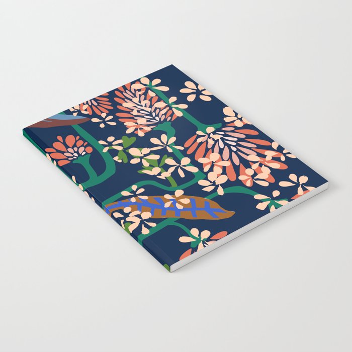 Strainge Clover blossoms in a vase dark blue Notebook Gallery Image 1