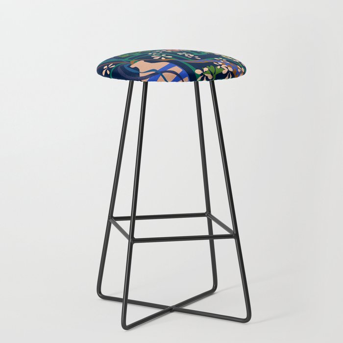 Strainge Clover blossoms in a vase dark blue Stool Gallery Image 1