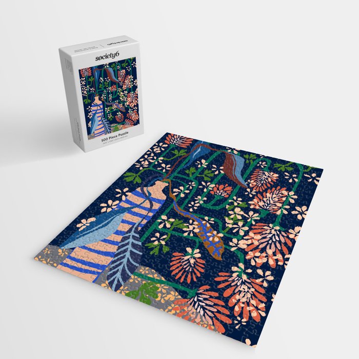 Strainge Clover blossoms in a vase dark blue Jigsaw Puzzle Gallery Image 2