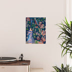 Strainge Clover blossoms in a vase dark blue Poster Gallery Image 2