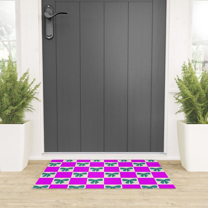 Elegant Vibrant Checkerboard Pattern - Perfect for Winter and Holiday Themes Welcome Mat Gallery Image 3