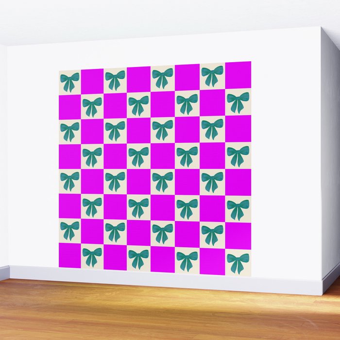 Elegant Vibrant Checkerboard Pattern - Perfect for Winter and Holiday Themes Wall Mural Gallery Image 2