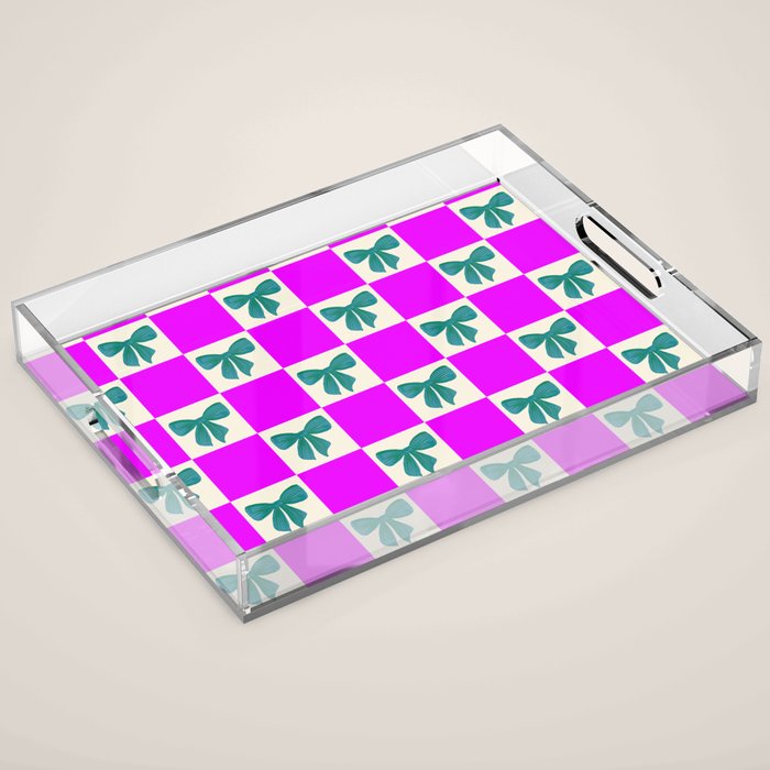 Elegant Vibrant Checkerboard Pattern - Perfect for Winter and Holiday Themes Acrylic Tray Gallery Image 1