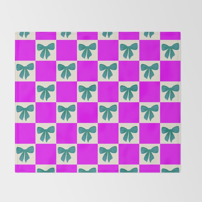 Elegant Vibrant Checkerboard Pattern - Perfect for Winter and Holiday Themes Throw Blanket Gallery Image 2